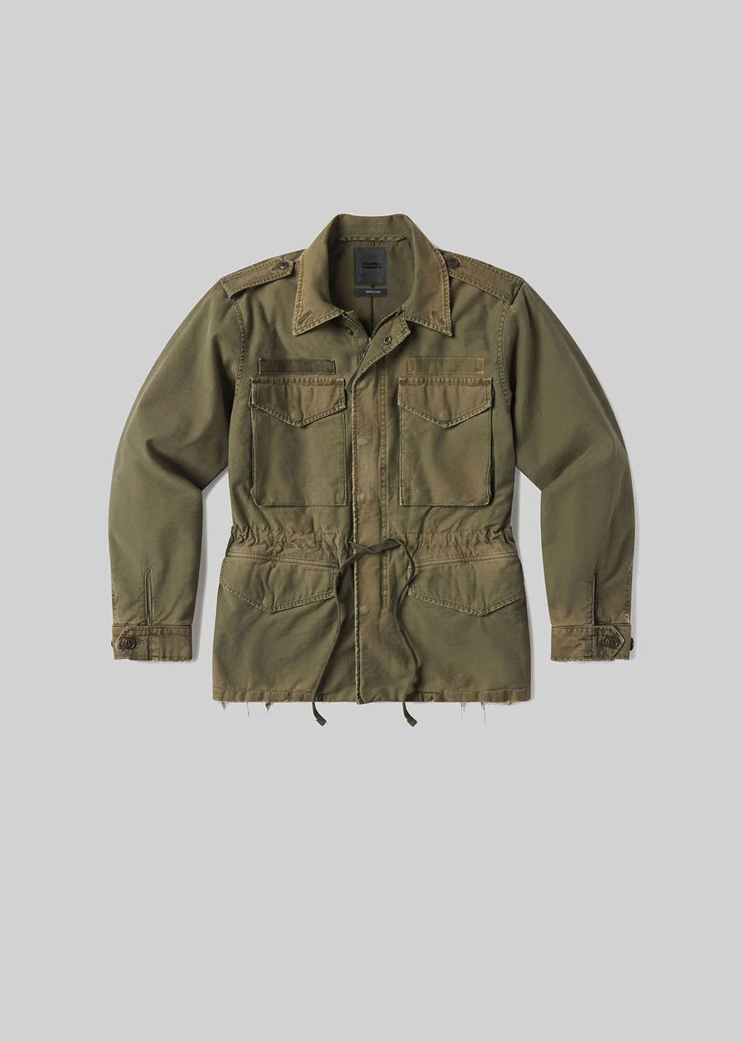 Military style green utility jacket